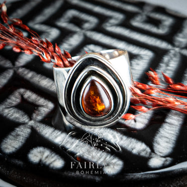 Amber Ring Boho Statement Ring